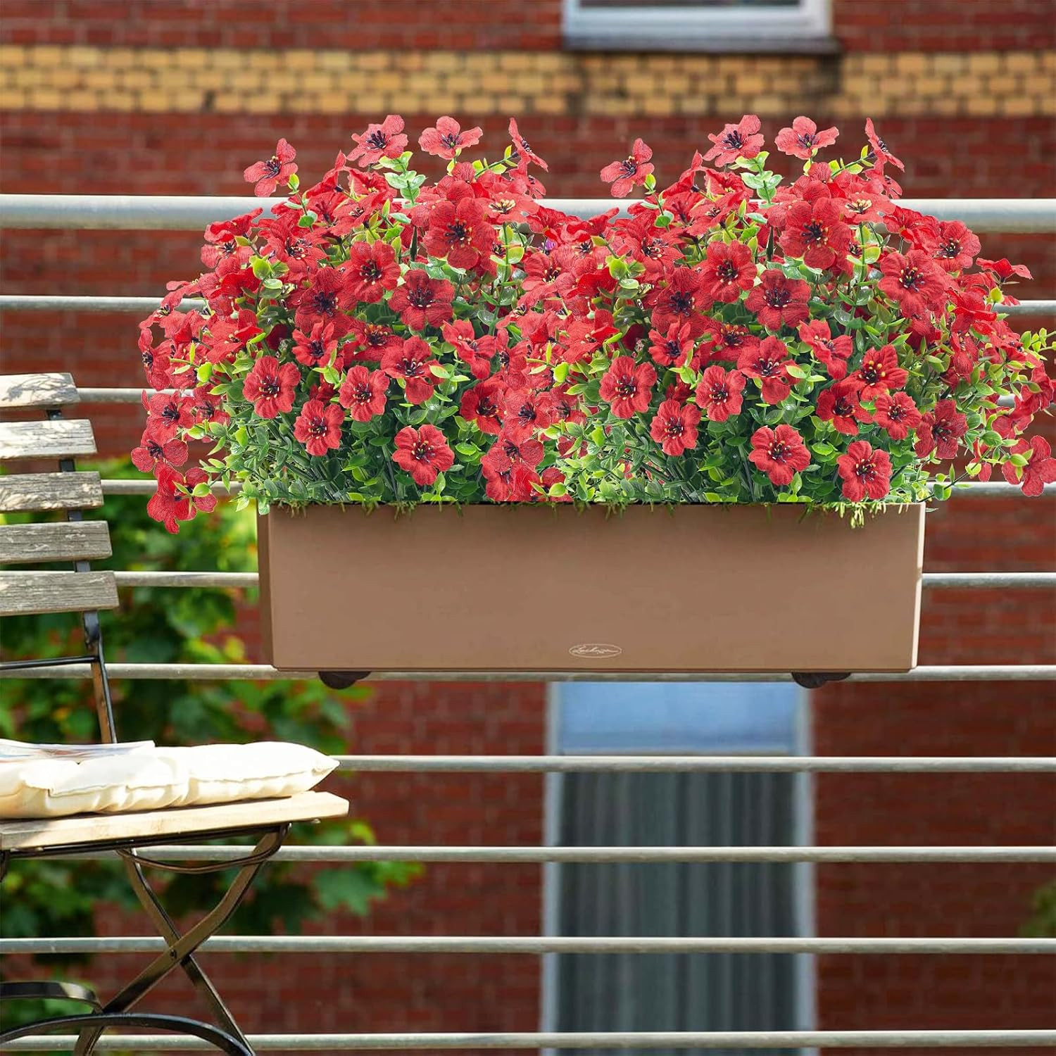 20 Bundles UV Resistant Red Fake Flowers for Indoor & Outdoor Decor