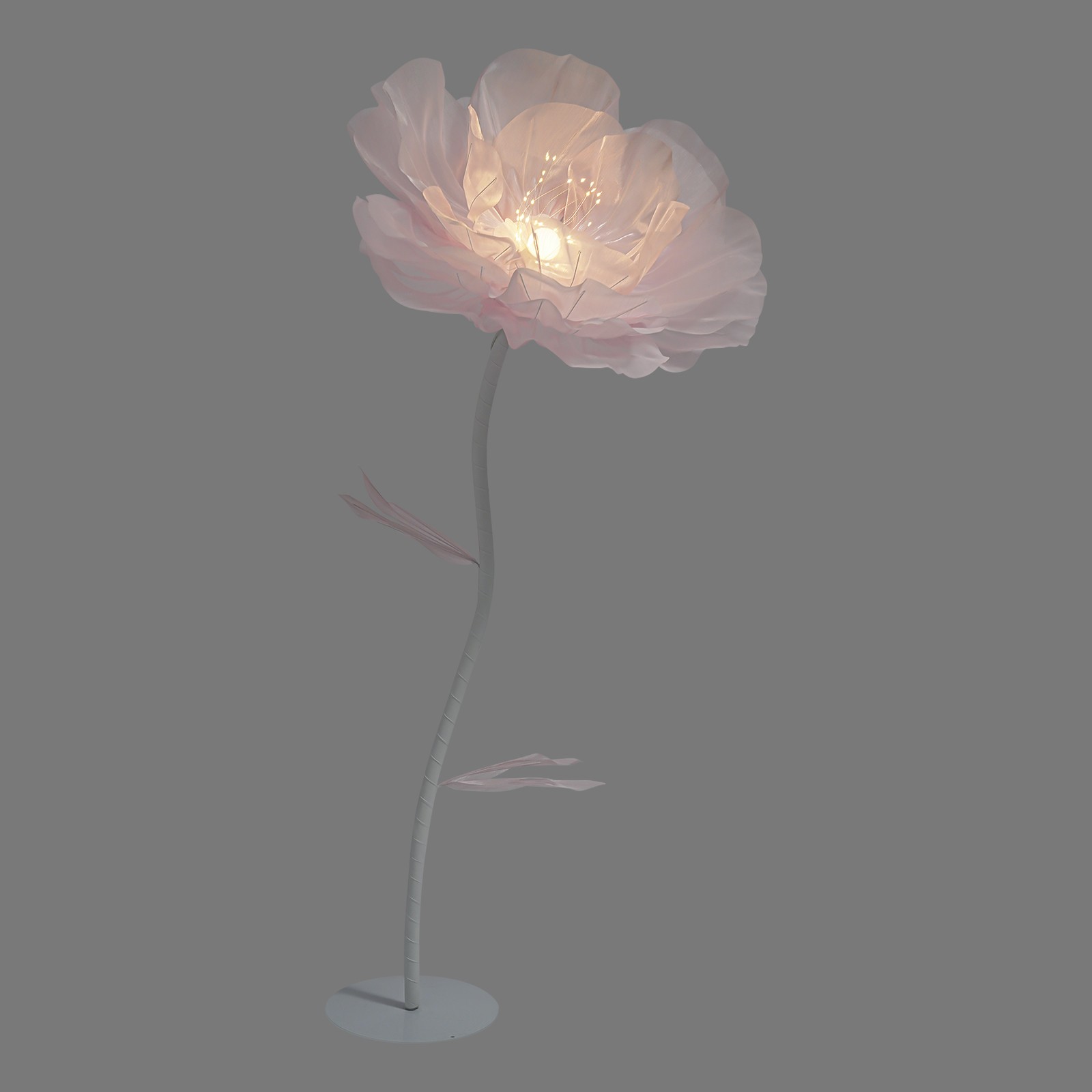 Auto-Open Artificial Flower with LED Light Green Floral Decor For Wedding Party