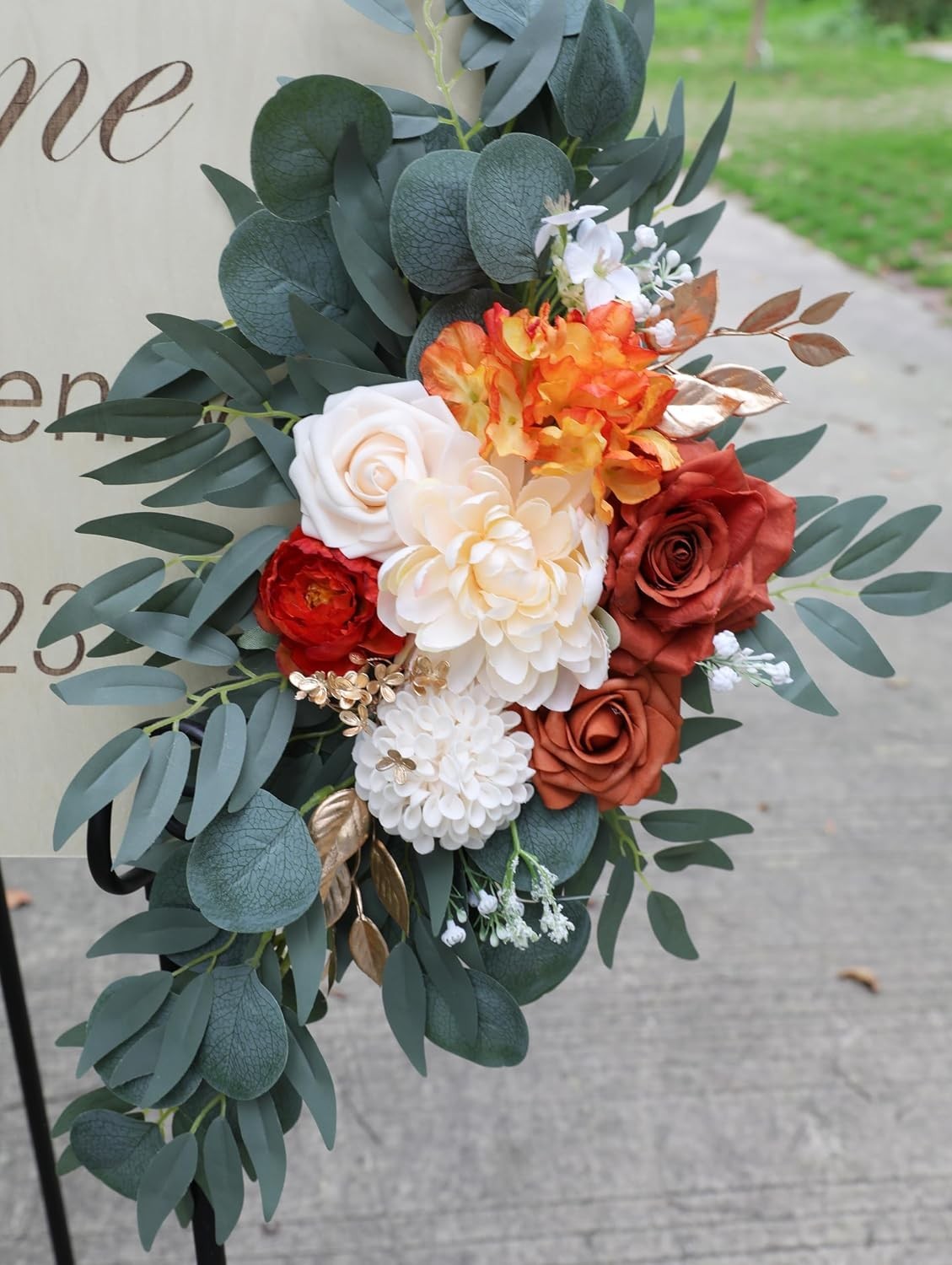 Burnt Orange Wedding Arch Flowers Artificial Flowers for Wedding Welcome Sign…