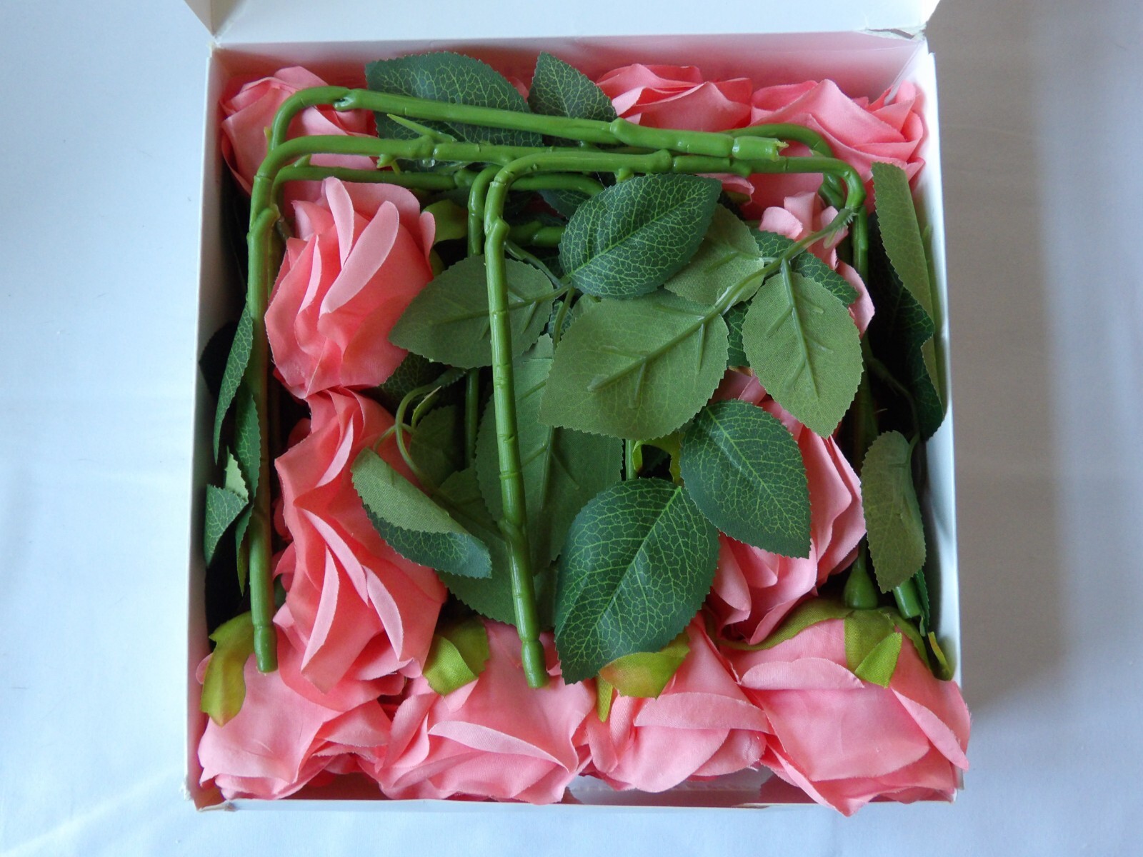 Lot of 4 LVEFIT Box of Artificial Rose Flowers Coral Peach Handmade 12 PCS