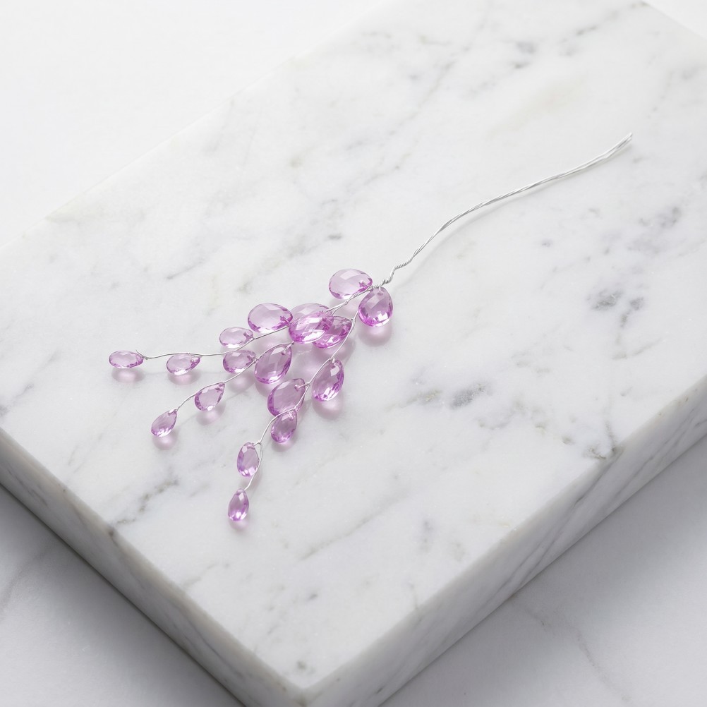 30PCS Artificial Flower Picks with Acrylic Bead Drops – Purple Simulated Clear