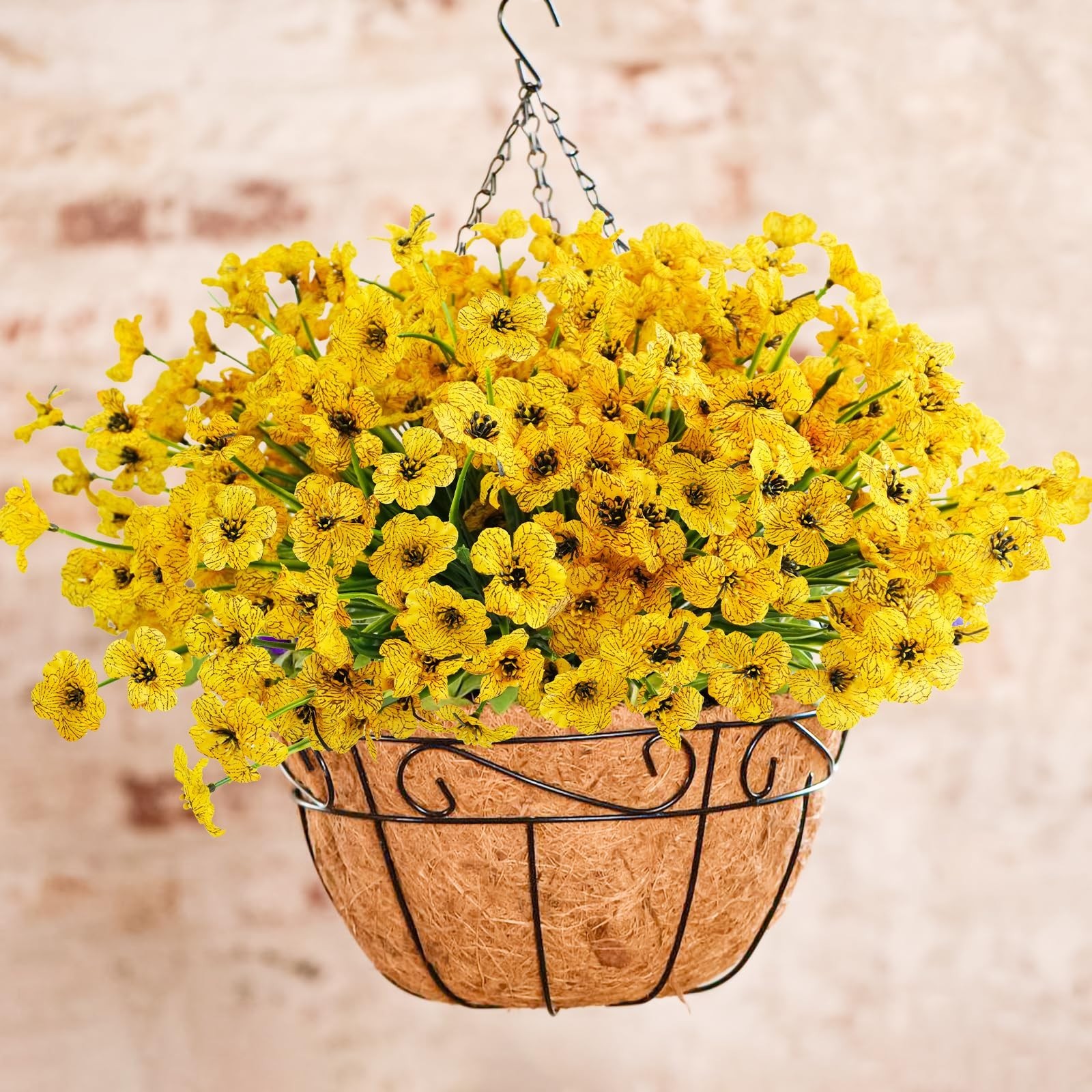 72 Bundles UV Resistant Yellow Artificial Flowers for Outdoor Home Garden Décor