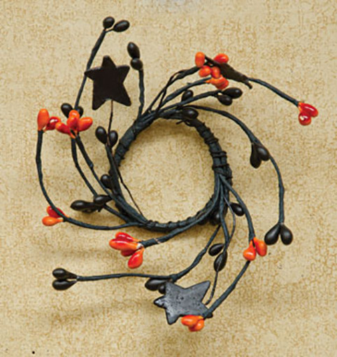 Pip Berry With Stars Candle Ring 1.5 Inner Dia. Spooky Mix in Orange & Black