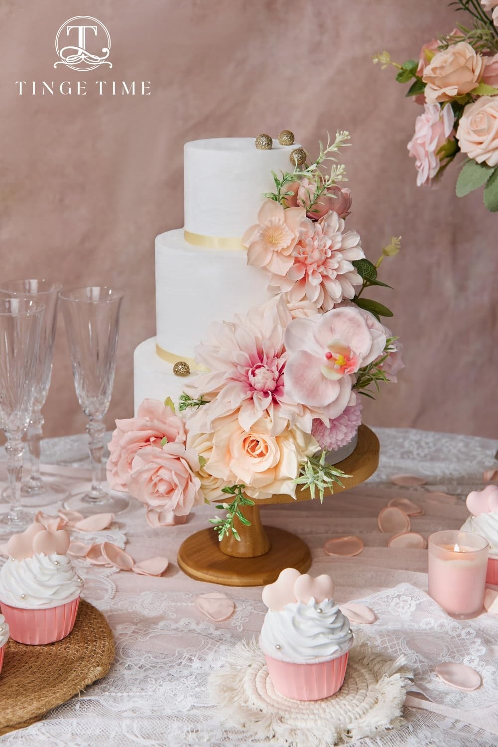 Blush Pink Artificial Rose & Peony Flowers Combo – Foam Floral Stems for DIY Wed