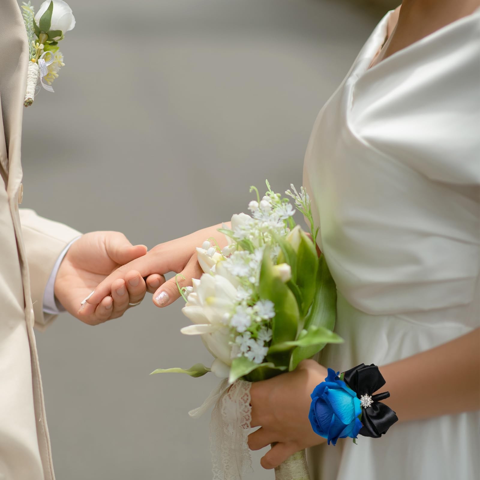 Floraest Black Corsage and Boutonniere Set Elegant Corsage Wristlet Accessori…