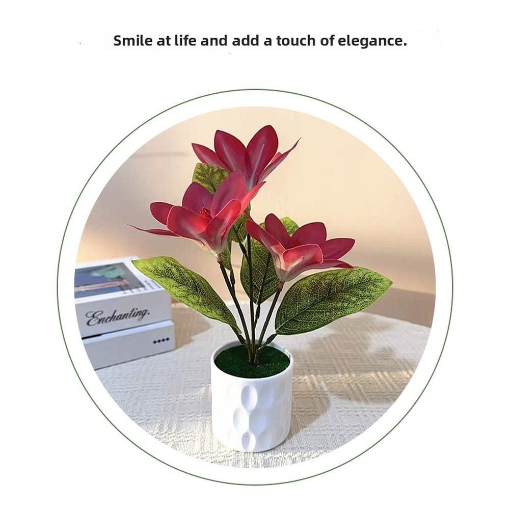 Artificial Magnolia Silk Flower For For TRIO Potted Plant Home Decor Wedding