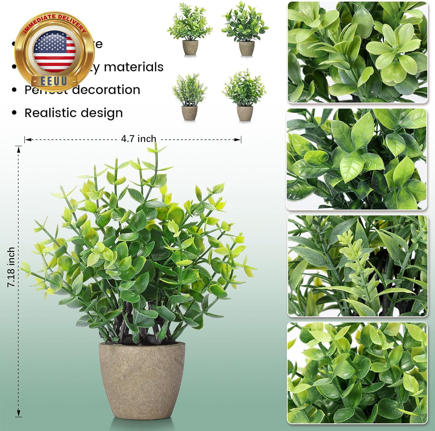 2 Pack Fake Plants Ceramic Mini Artificial Greenery Potted Plants for Home Decor