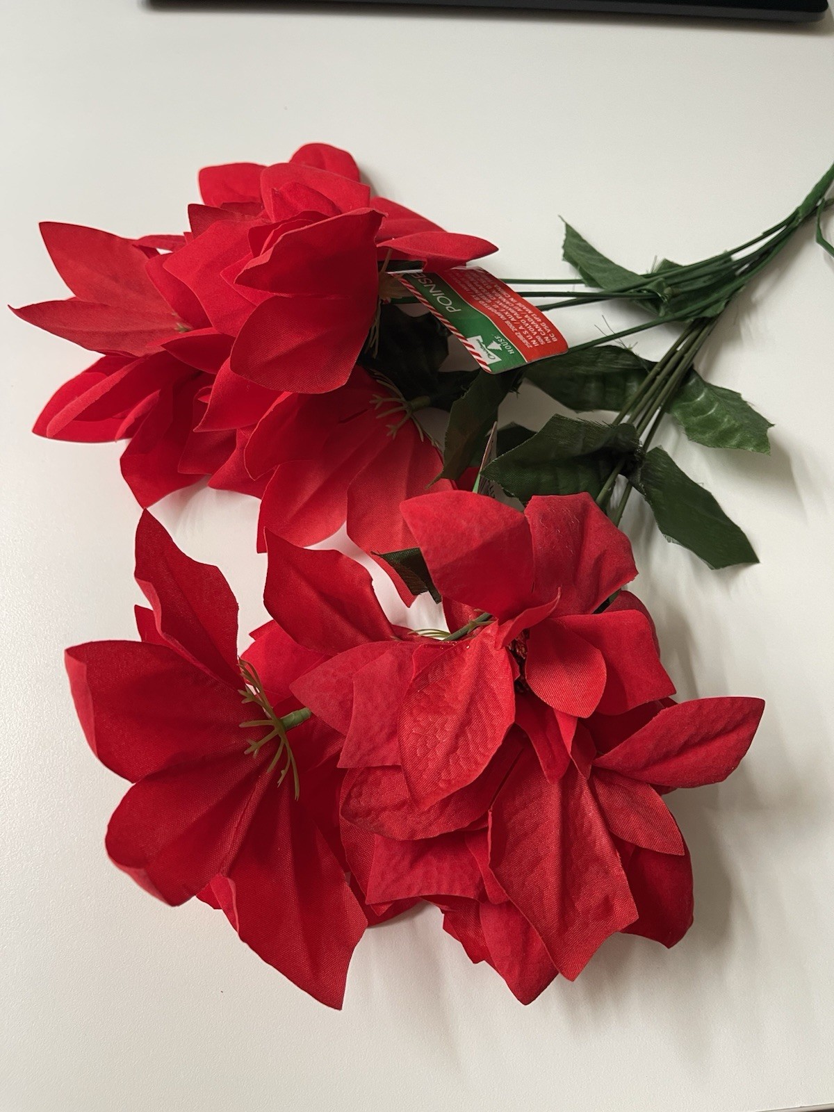Christmas House Artificial Christmas Poinsettia Flower Beautiful RED 2 Packs