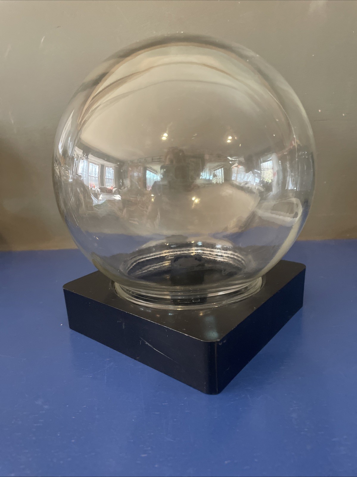 1970s Vintage Plastic Flowers Daisy Terrarium Display 7-inch Glass Globe Bk Base