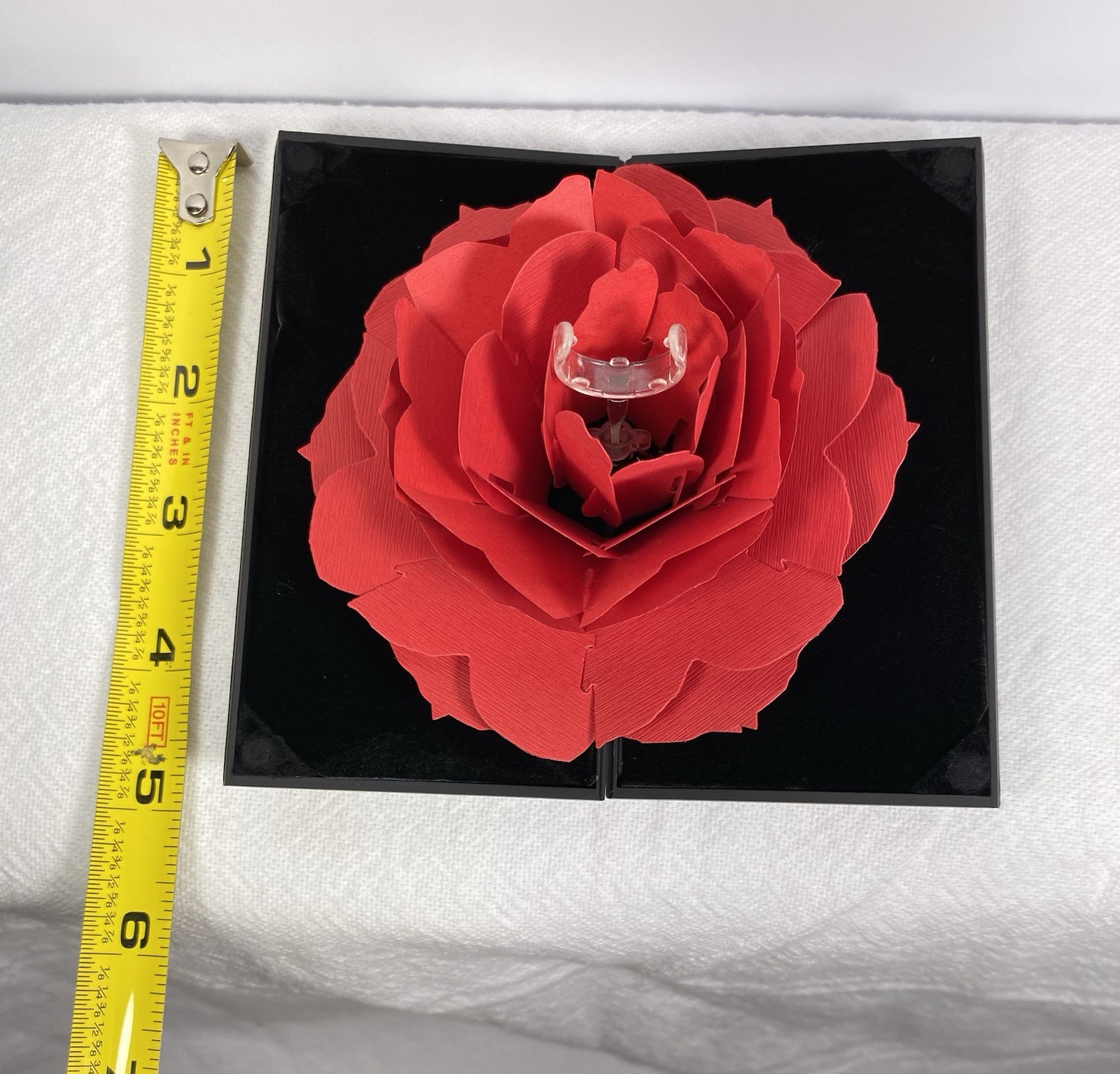 Ring Holder Red Rose 3D Black Case 5 Inch New