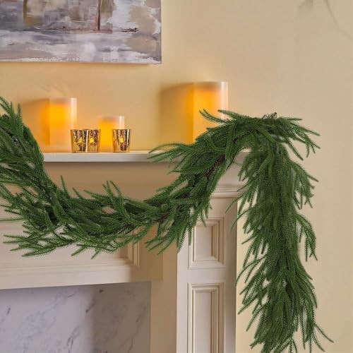 Christmas Garlands Artificial Norfolk Pine Garland Real Touch Faux Greenery 9FT