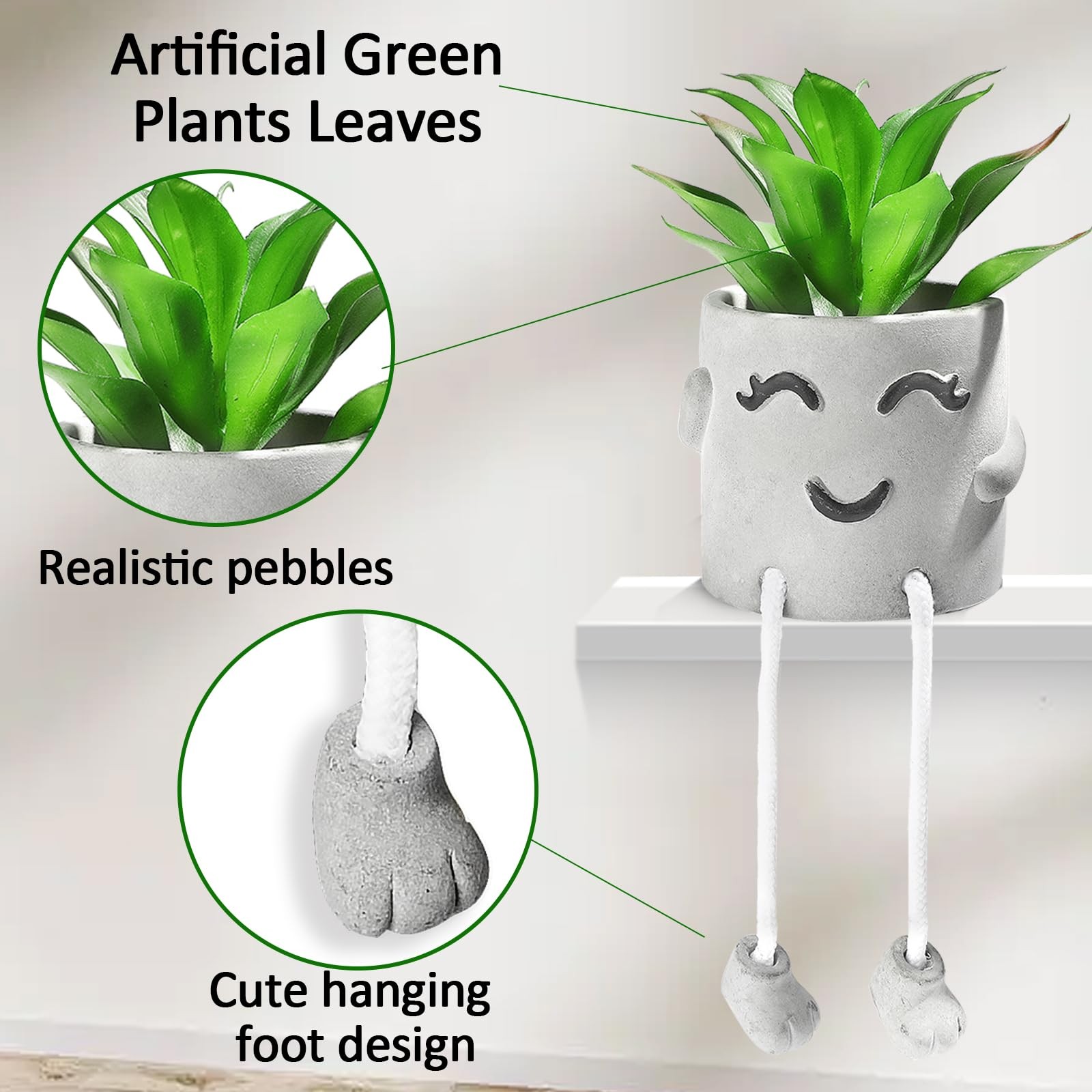 3 PCS Creative Artificial Mini Fake Succulent Emotional Cement Potted Plant