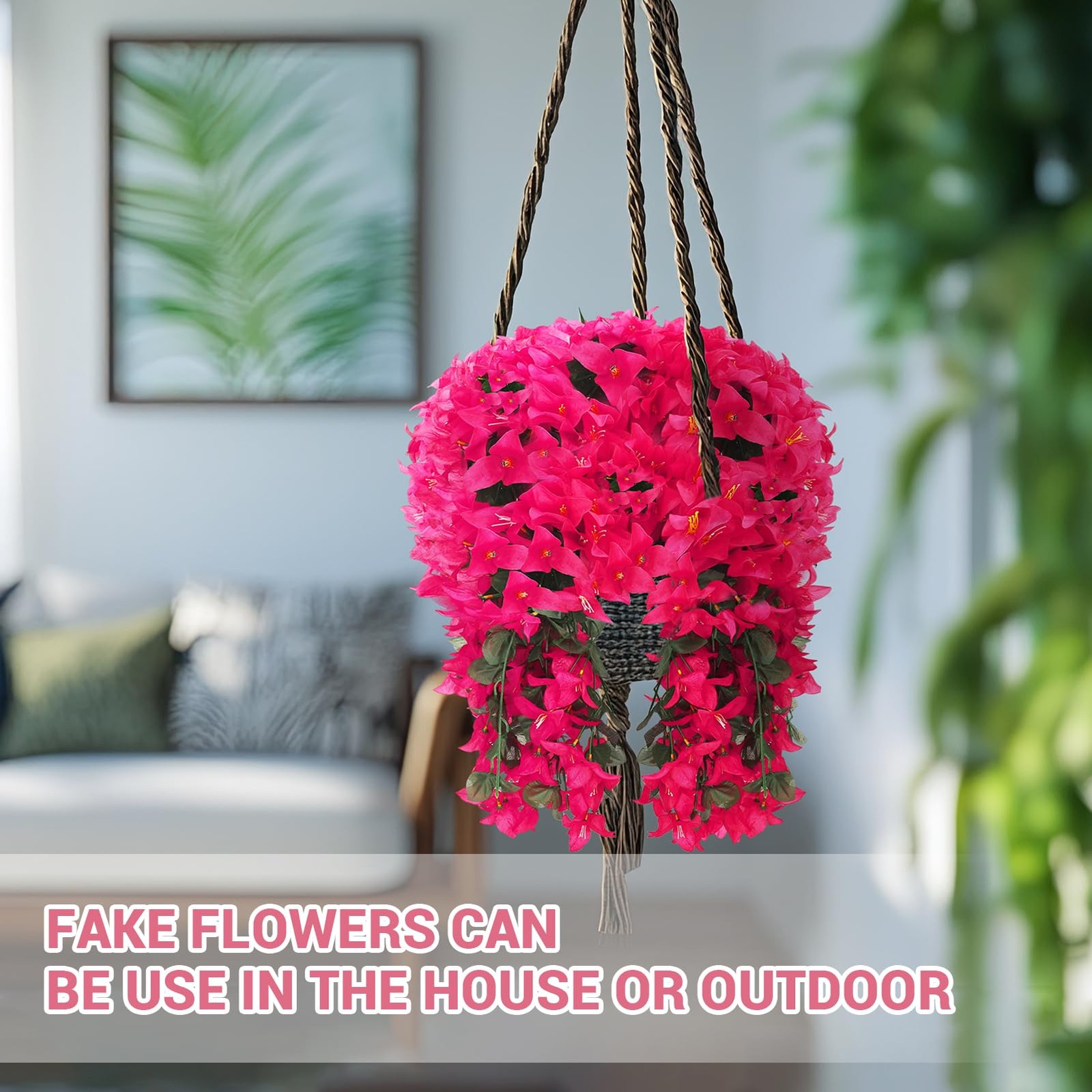 Artificial Flowers Plants for Outdoor Outside Decoration, 4 PCS Red Fake Flow…