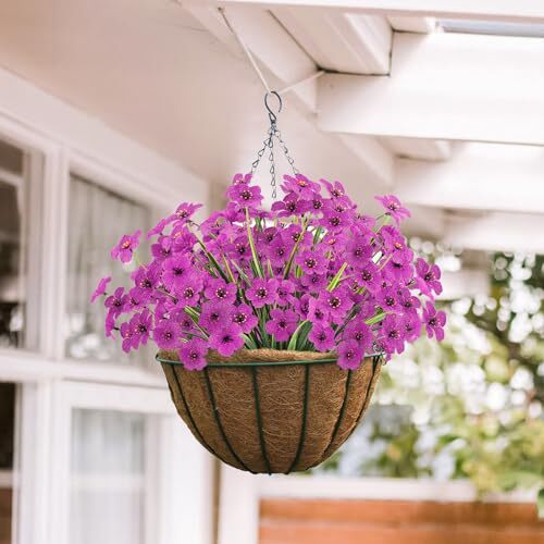 6 Bundles Artificial Flowers for Outdoors, UV Resistant Fake 6PCS Purple