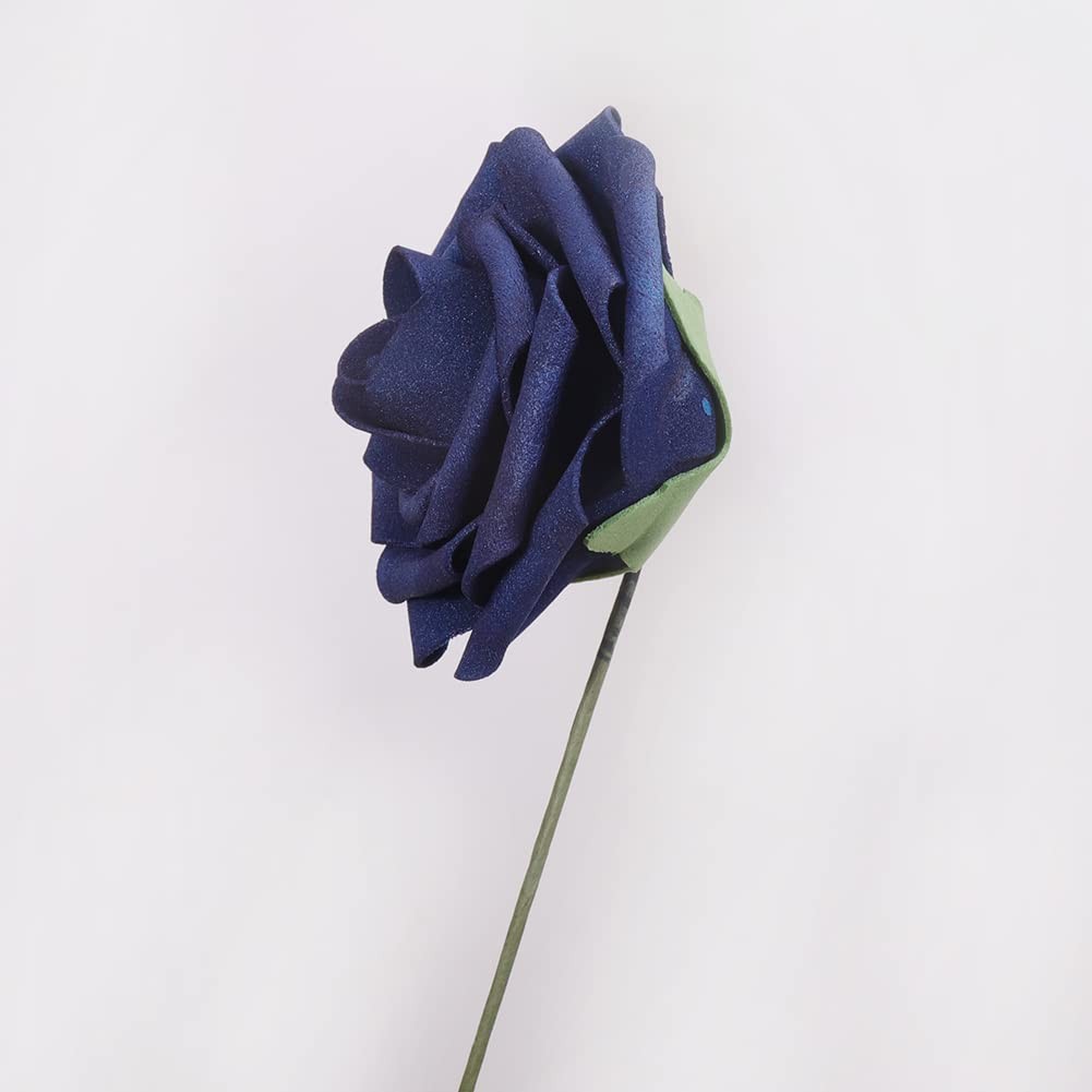 Navy Blue Real Touch Artificial Foam Roses Wedding Bridal Centerpiece 25 PCS