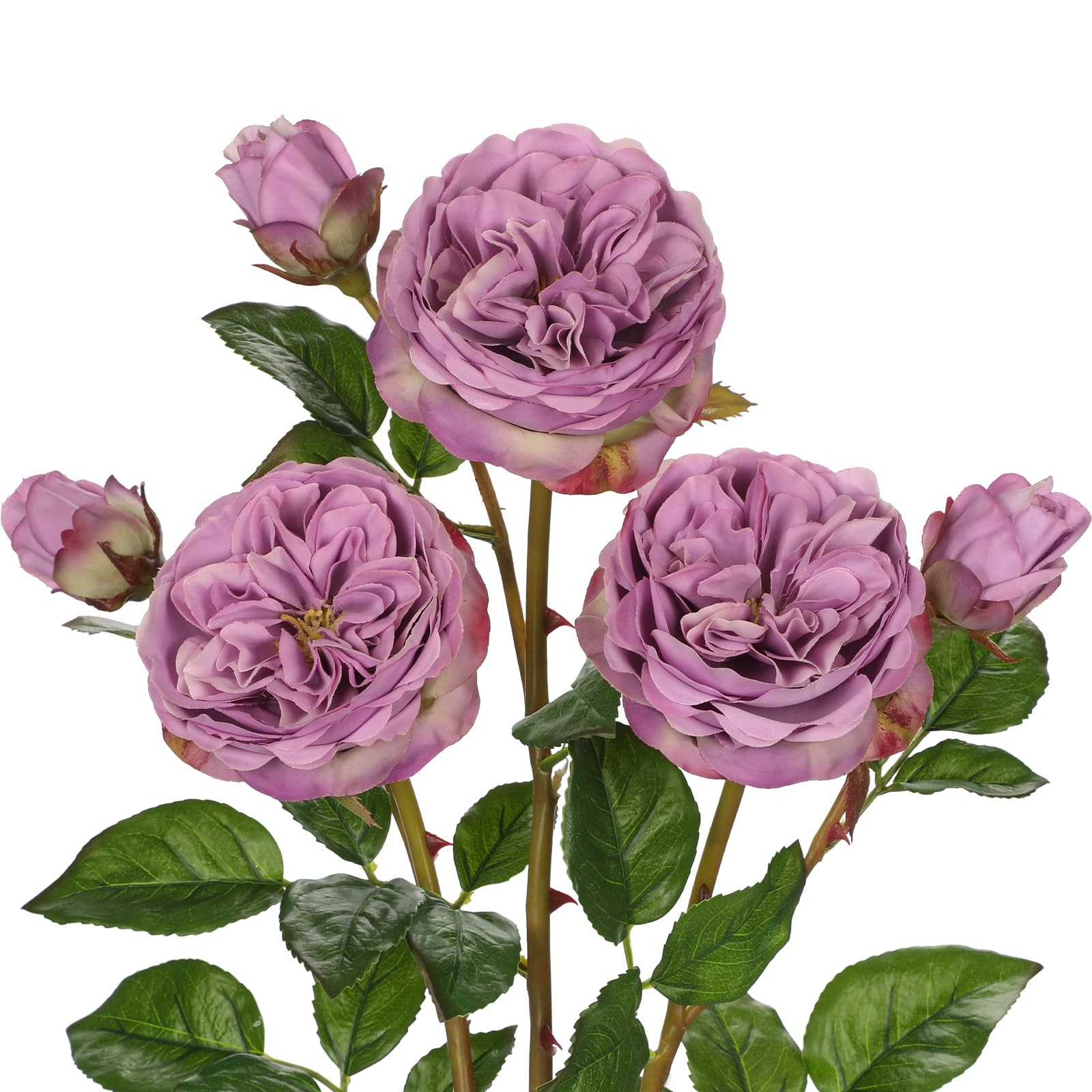 Real Touch Artificial Roses (Set of 3) – 23.6″ Long Stem Purple Garden Roses …