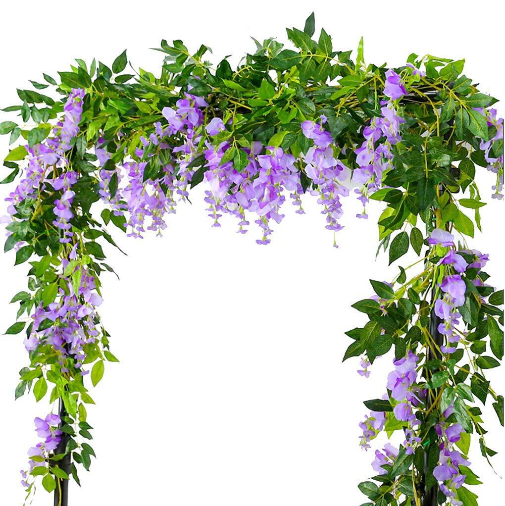 2 Pack 6.6Ft Artificial Wisteria Flowers Fake Garland Hanging Vine for Wedding