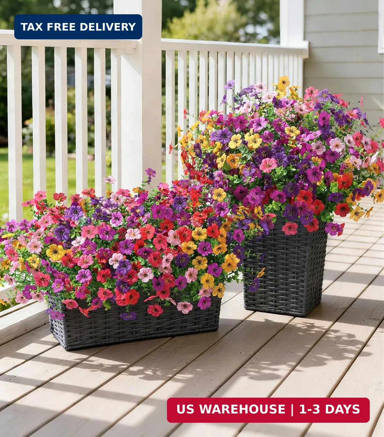Ivydale Artificial Flowers for Outdoor 24 Bundles Fake Mums with Eucalyptus Leav