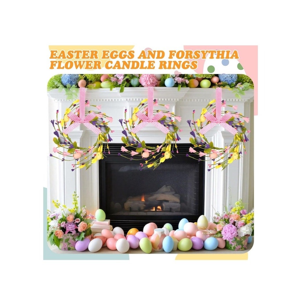 4 pcs Easter Wreaths for Cabinet Mini Spring Artificial Easter Egg Wreath