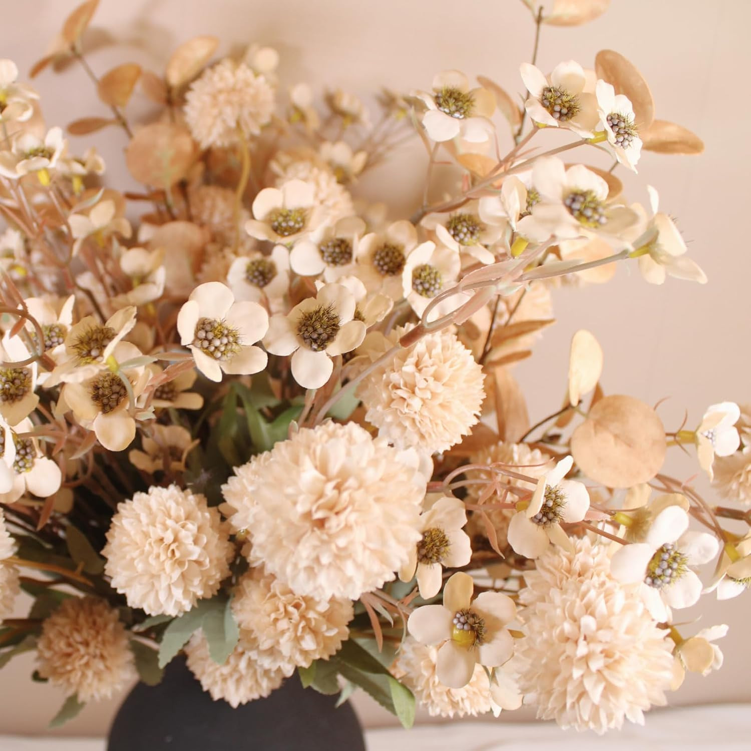 Beige Silk Flower Arrangements Home Decor, Large Floral Centerpieces for Tables,