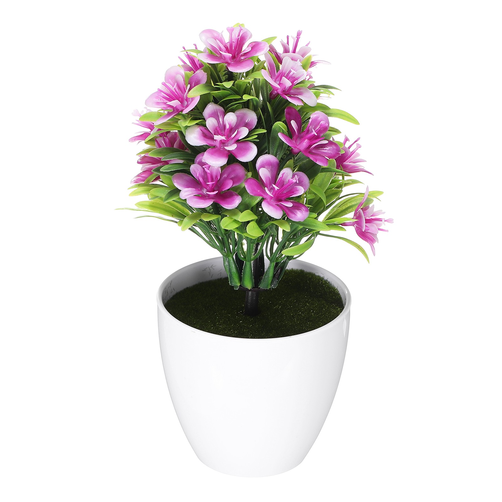 Mini Fake Flowers in Pot – for Home Bedroom Bathroom Office, Magenta