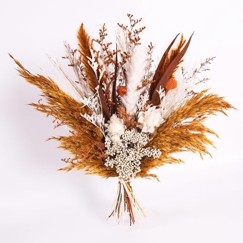 Boho Dried Flower Bouquet – Natural Pampas Grass and Real Brown and White