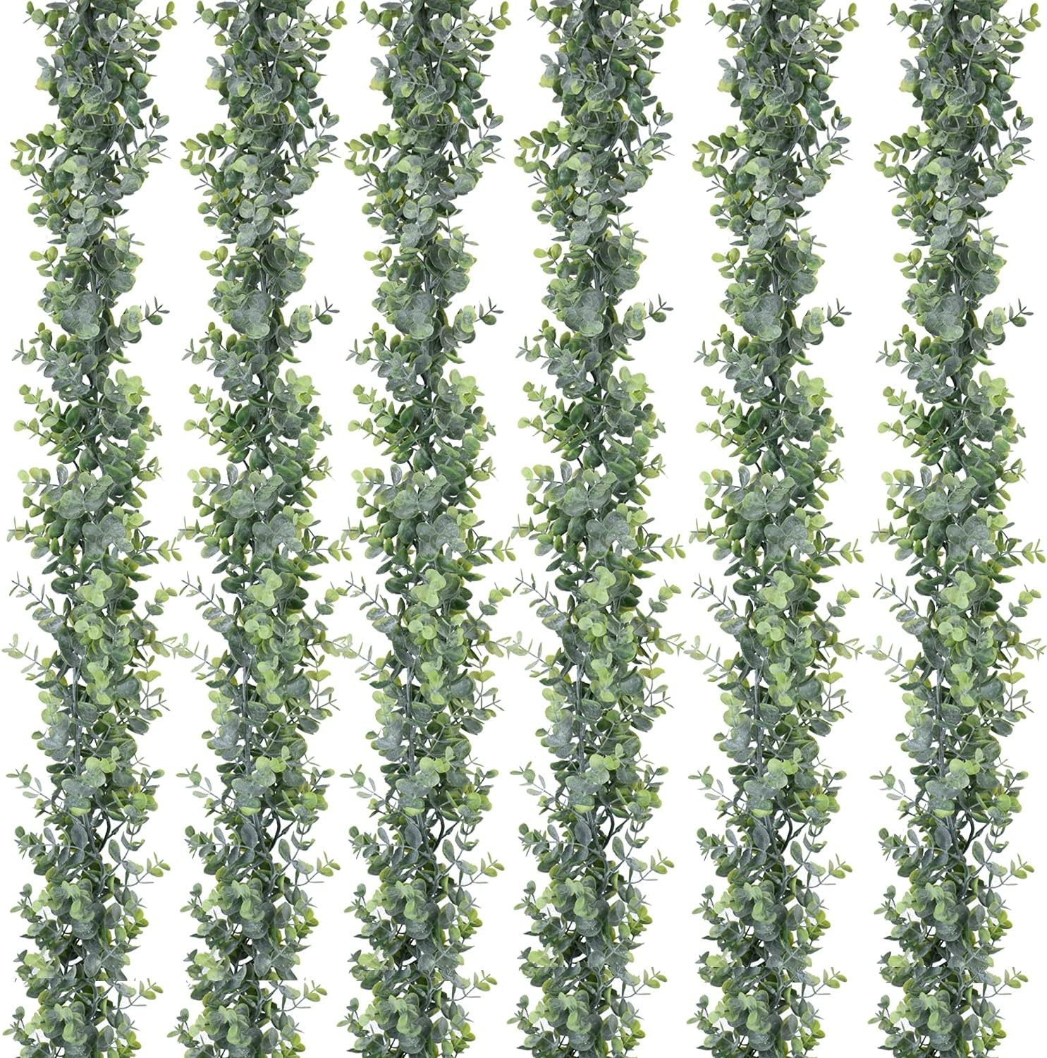Set of 6 UV-Protected Faux Eucalyptus Garlands – 5.9 Feet Each for Wedding Decor