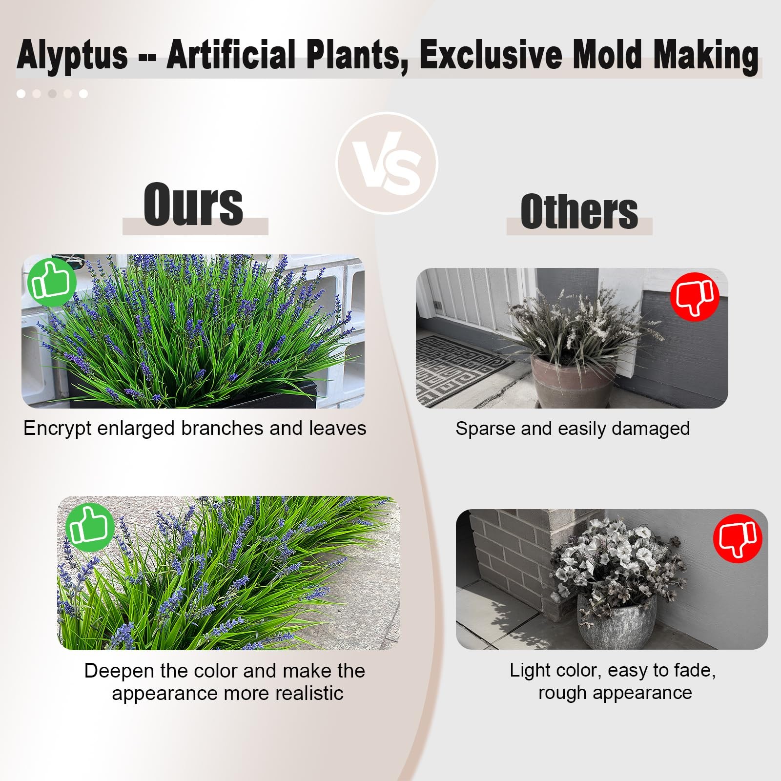 Artificial Plants Outdoor Fake Monkey Grass with Flowers for Pot UV Resistant…