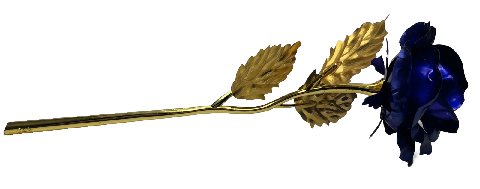 24 K Golden Foil Rose With Box Blue And Gold Plated