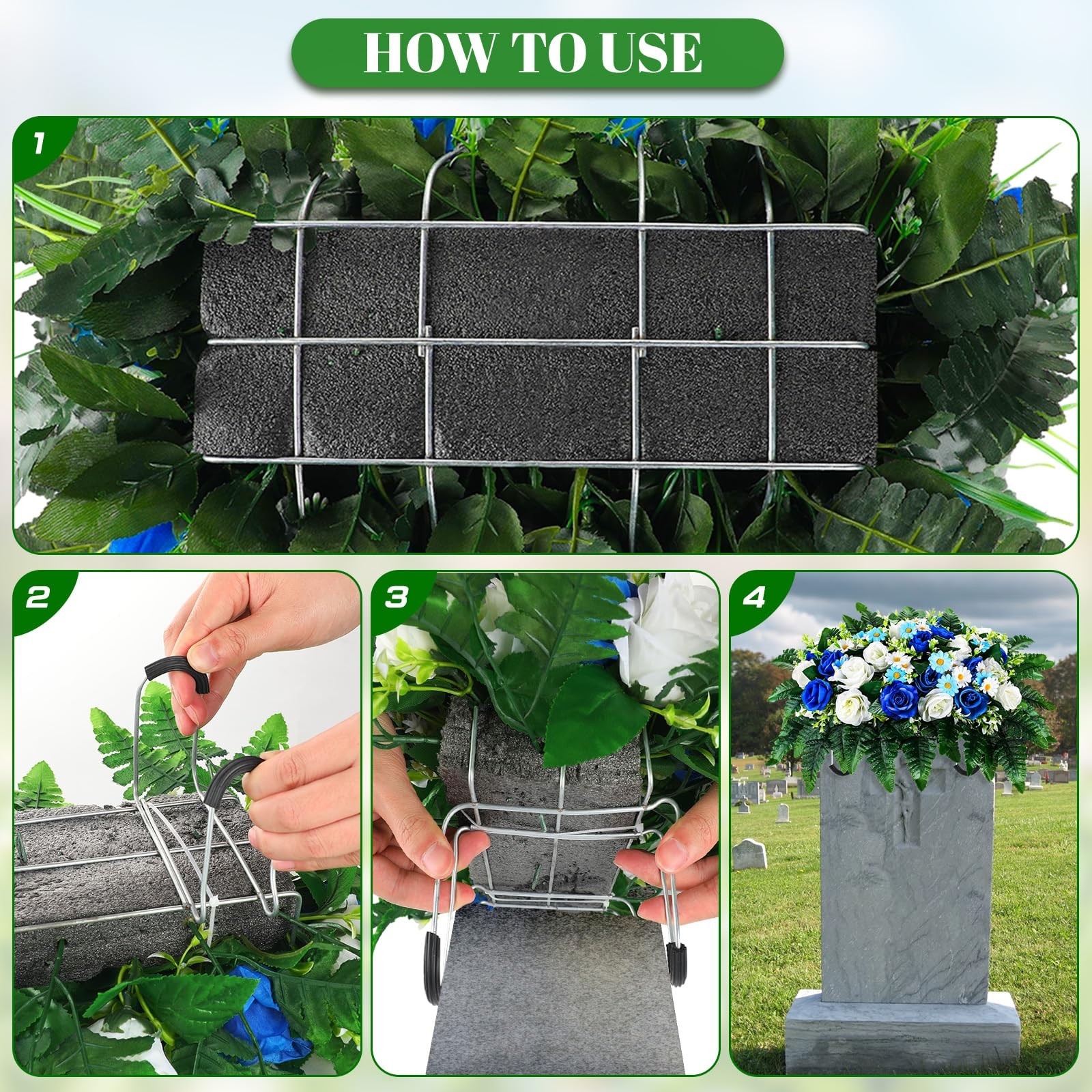 Artificial Cemetery Flowers, Saddle Headstones Decoration, Artificial Rose Da…