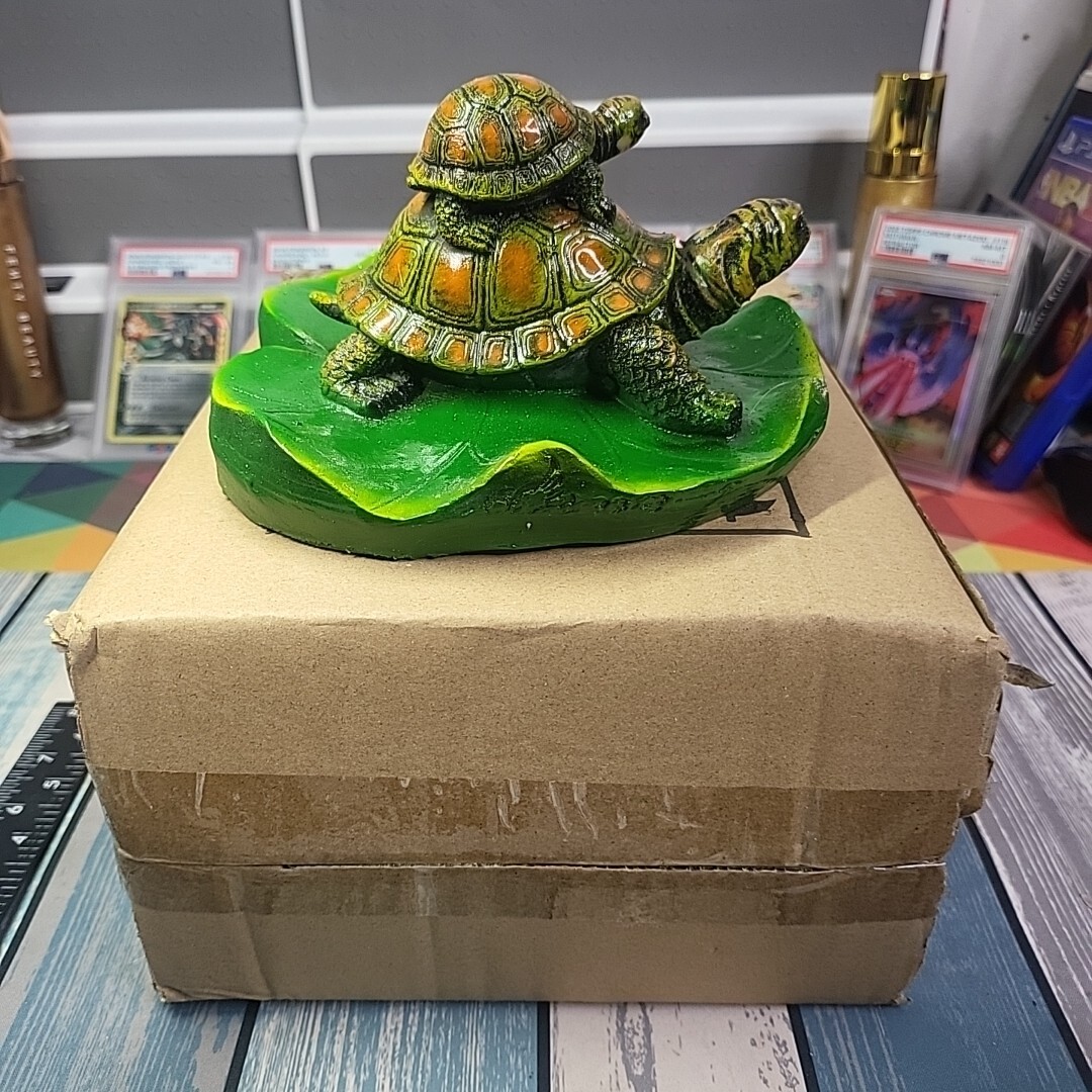 Floating Turtle on Lilly Pad Lotus Resin Pool & Pond Decor 6.5″X4″ Animal Statue