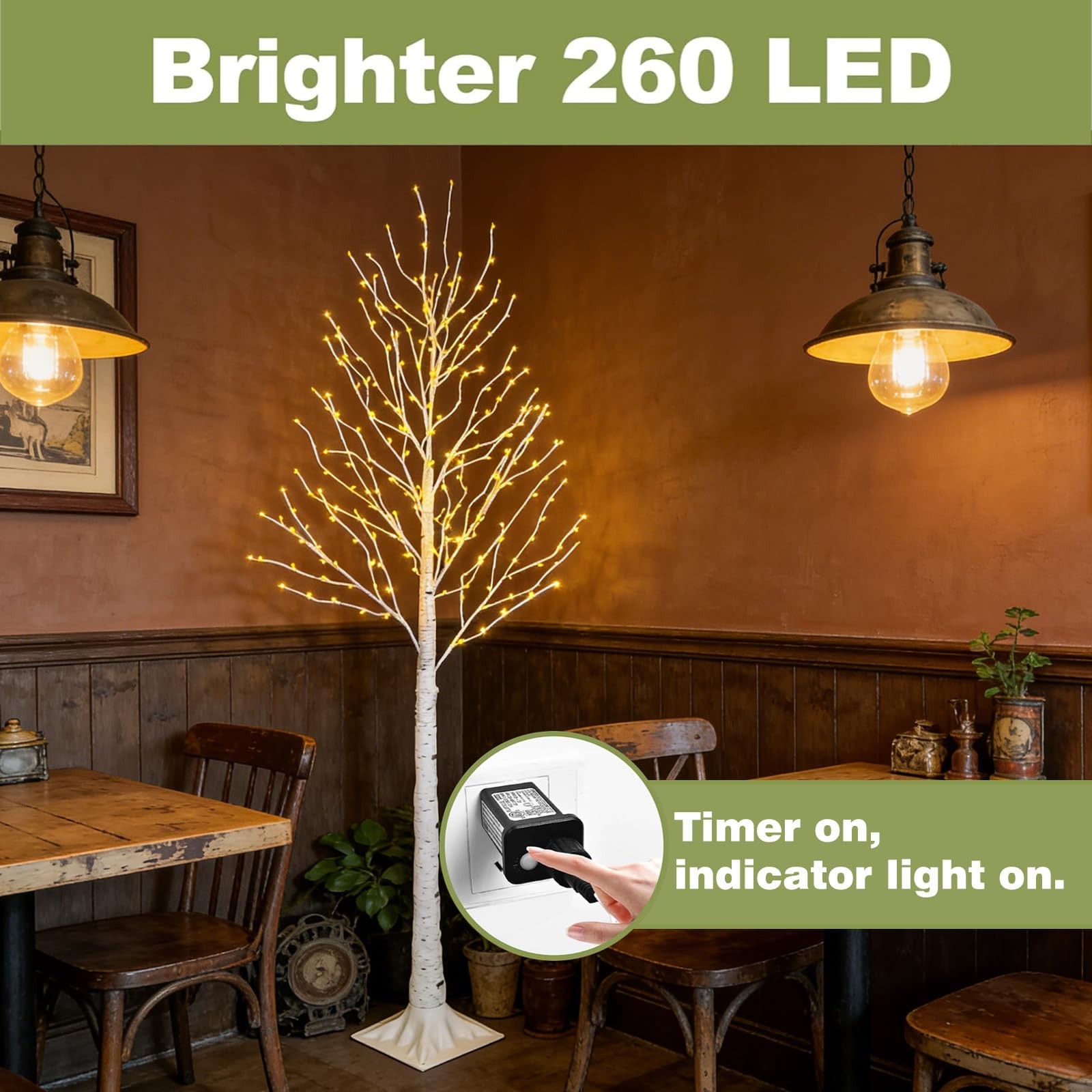 2-Pack 6FT Lighted Birch Tree with Timer, Total 520 Pre-lit Artificial Twig T…