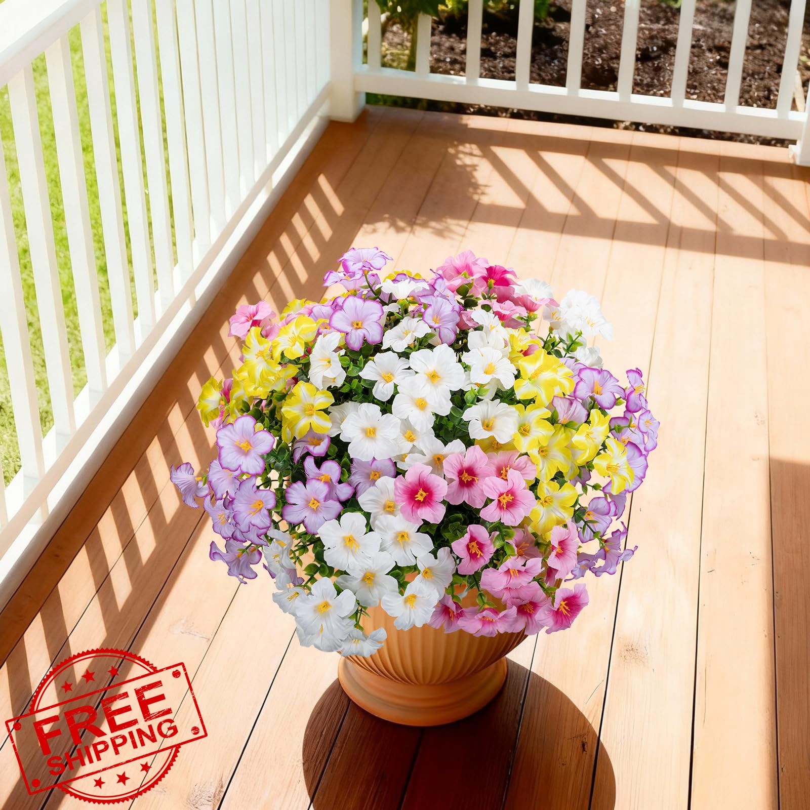 ALOXA 12 Bundles Artificial Flowers Pink, light Yellow,pink Purple,white