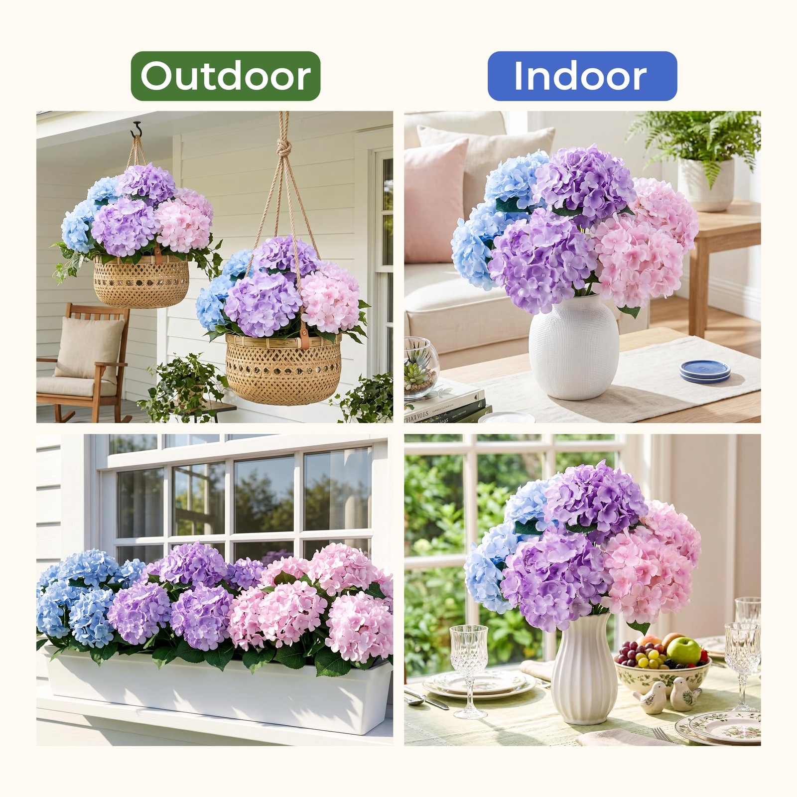 12 Bundles Hydrangea Artificial Flowers for Outdoors and Indoor, UV Resistant…