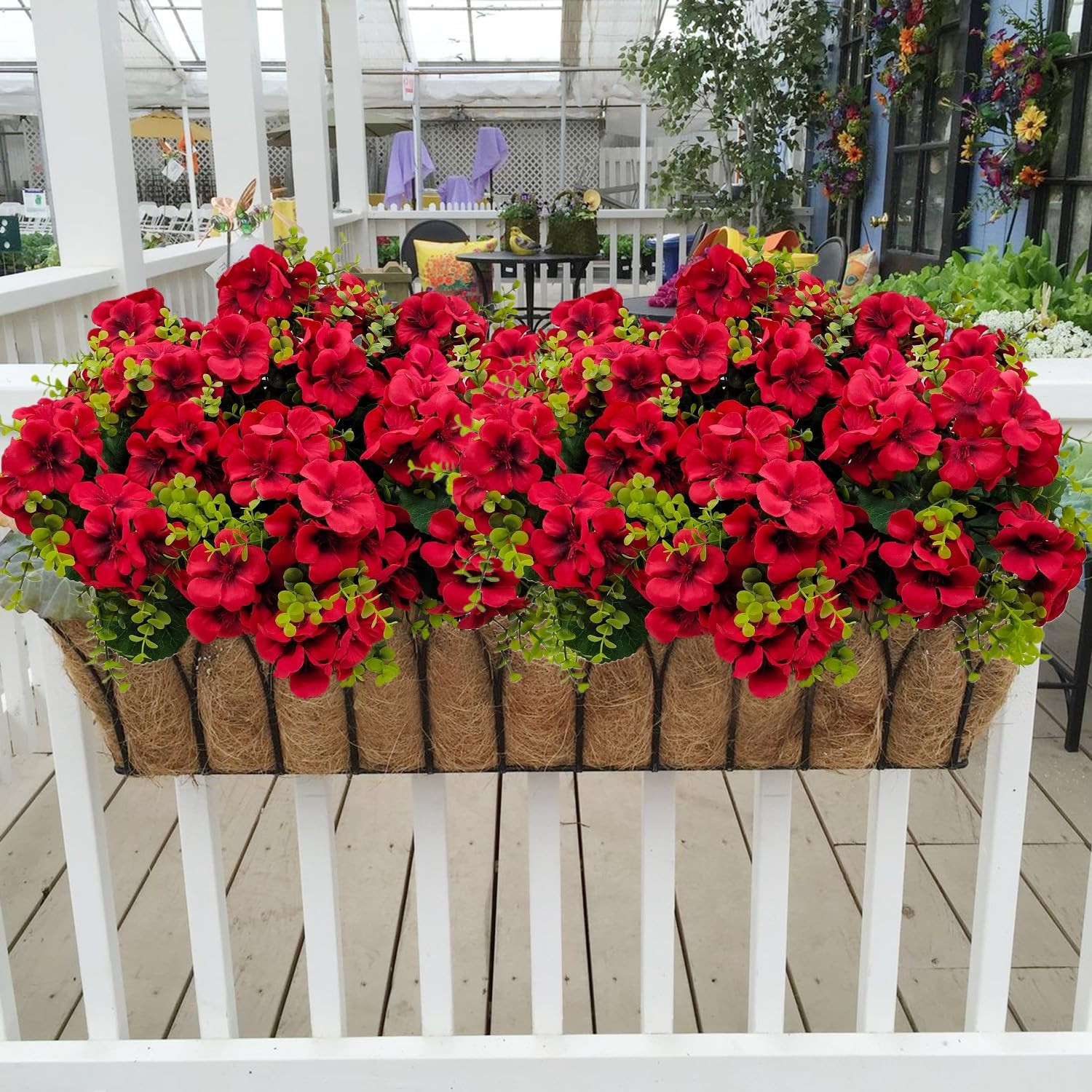 Artificial Geranium Flowers for Outdoor Decoration, 6 Bundles UV Resistant Silk