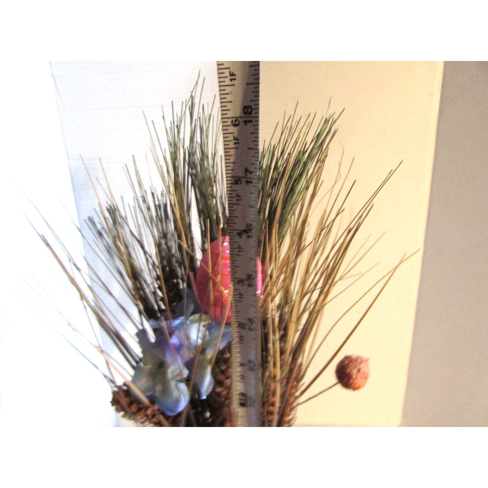 Rustic Dried Floral Bouquet Pin Cone Center Piece Decorative Accent Wrapped Vase