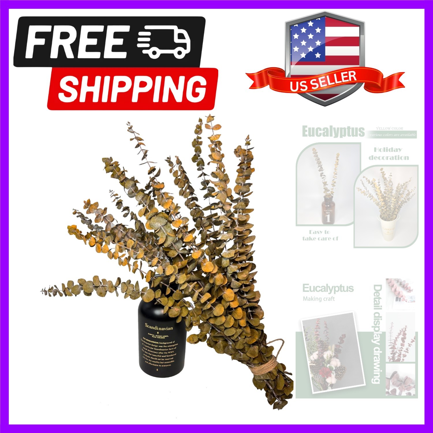 20Pcs Dried Eucalyptus Stems – Red, Real Long Eucalyptus, Dried Flowers for V…