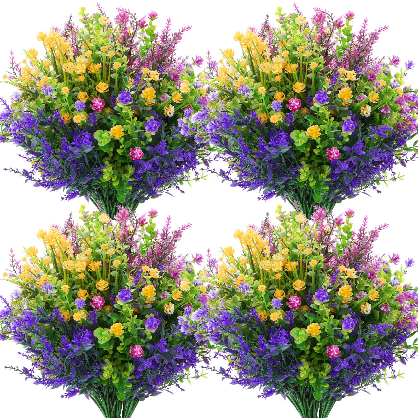 16 Pcs Artificial Flowers for Outdoors Decorations, Plastic Fake Flowers Colo…