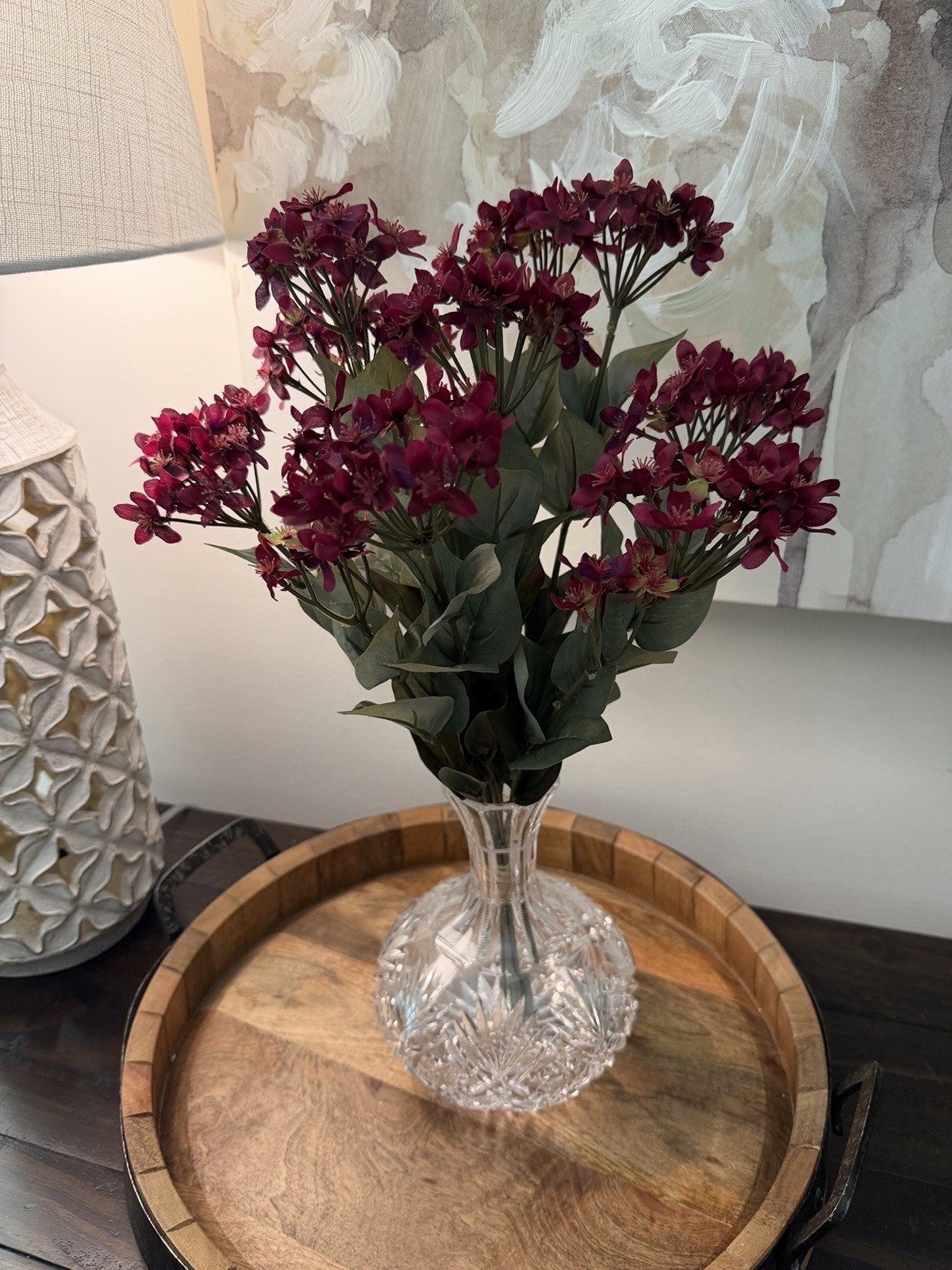 Pottery Barn Burgundy Fall Faux Floral Flowers Only (Vase Not Included) 18” NWT