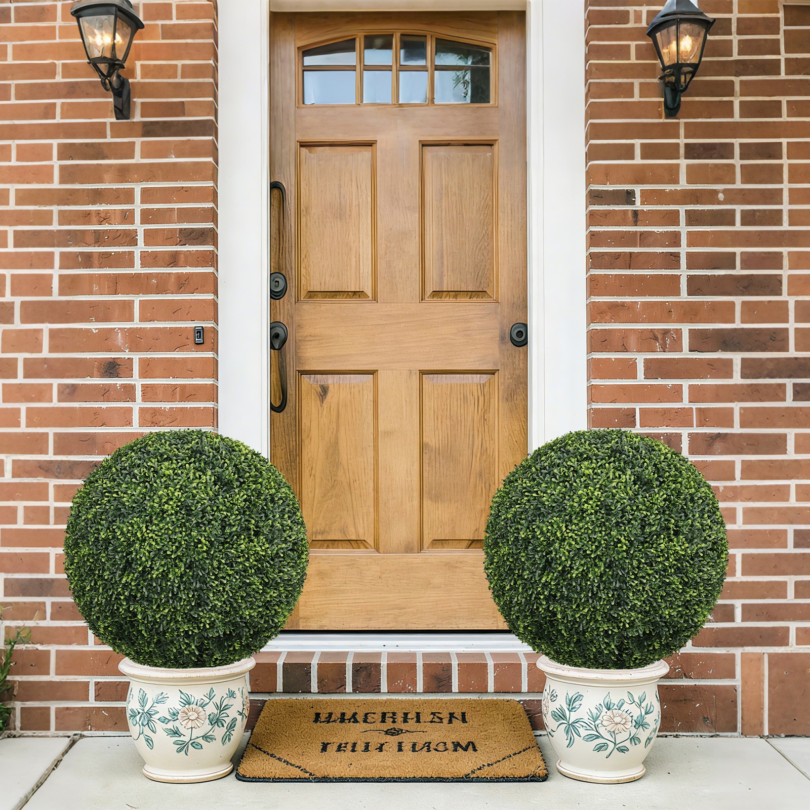 Artificial Boxwood Topiary Balls 22.4″ Outdoor Garden Decor, 2pc Set