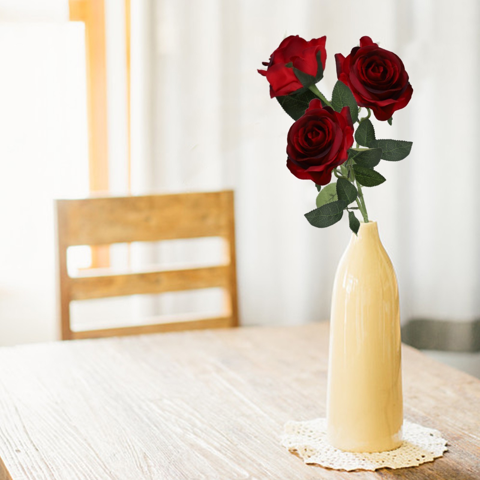 Stylish Single Rose Artificial Flower for Captivating Living Room Ambiance