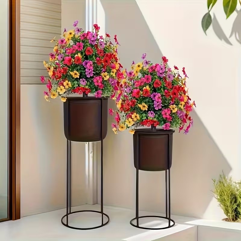 Artificial Violet Flowers with Ground Spike Fake Plants Garden Patio Yard Decor