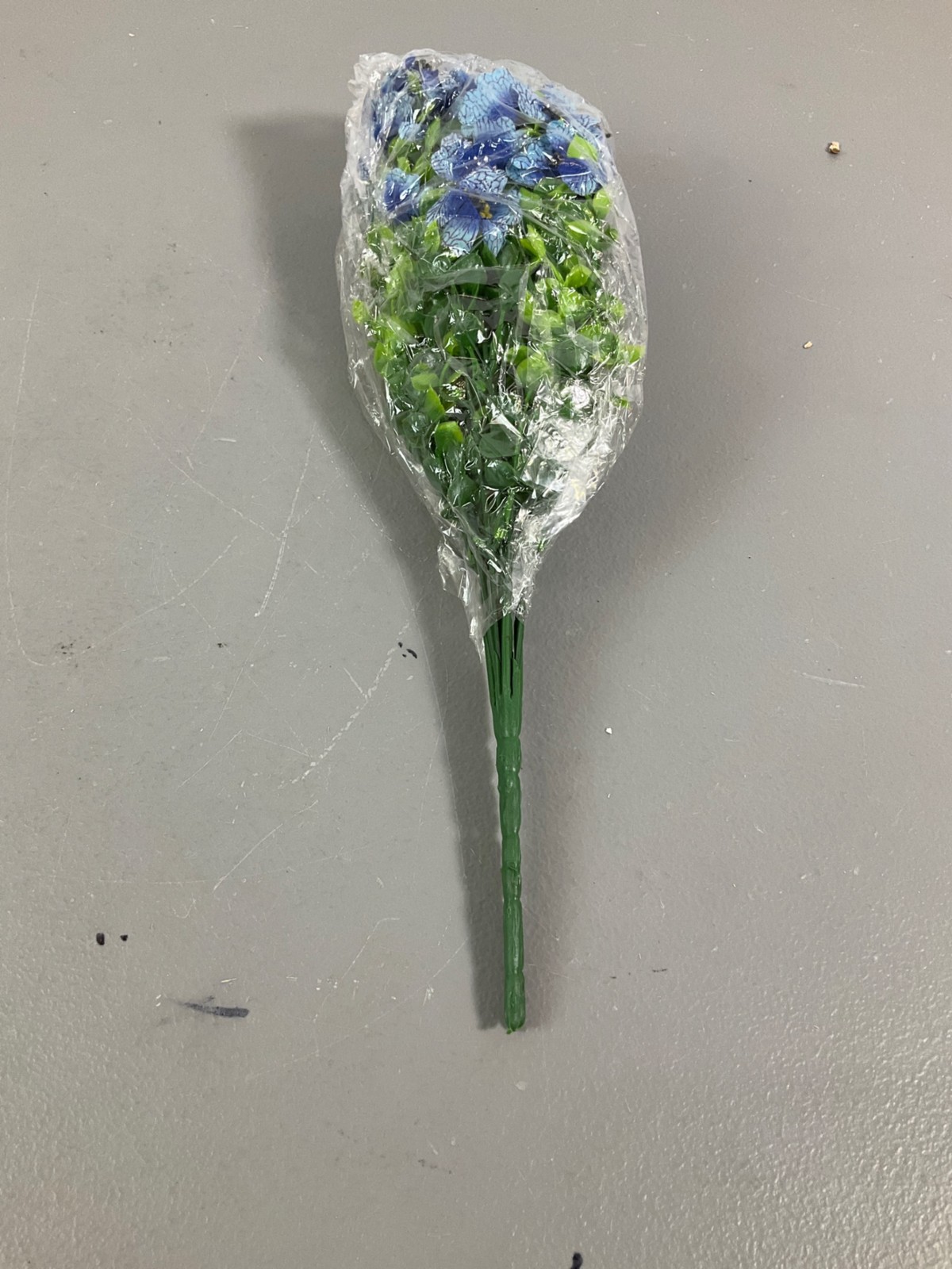 Vibrant Blue Artificial Flower Bouquet with Lush Green Stems for Home Decor