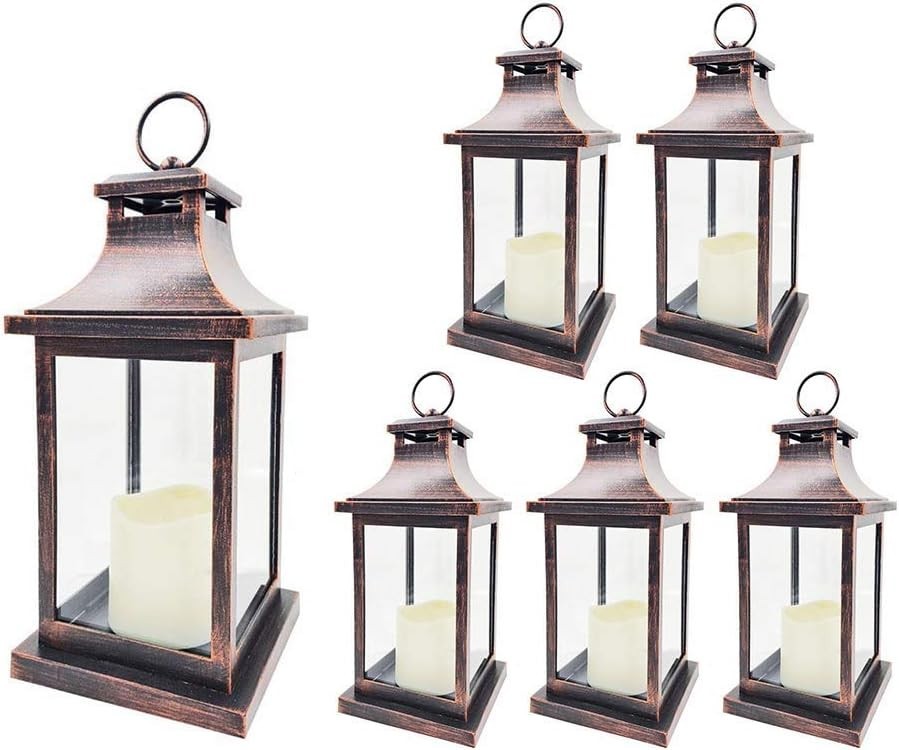 NEW Kate Aspen Lanterns LED Vintage Decorative Distressed Brown 12″ Tall