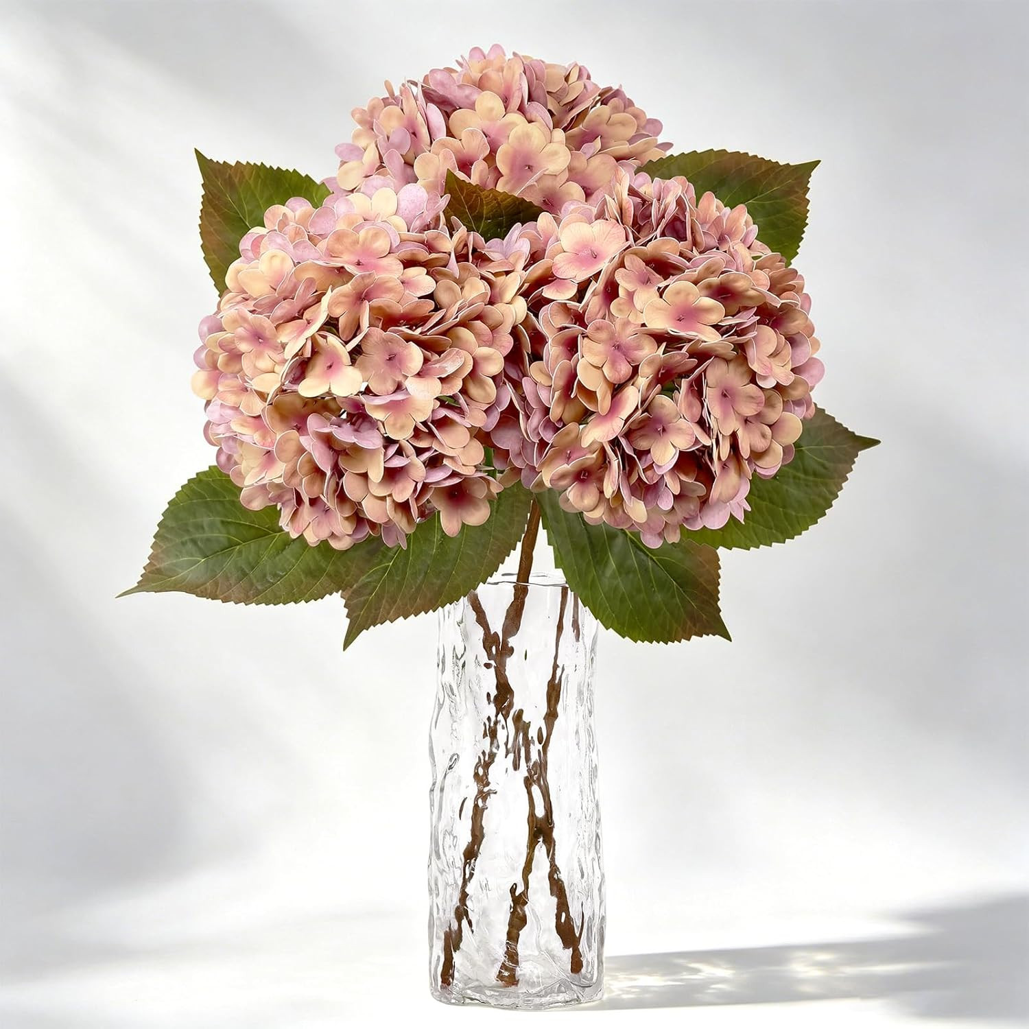 3 PCS Real Touch Hydrangea Artificial Flowers 20.5″, Fall Latex Faux Hydrangeas