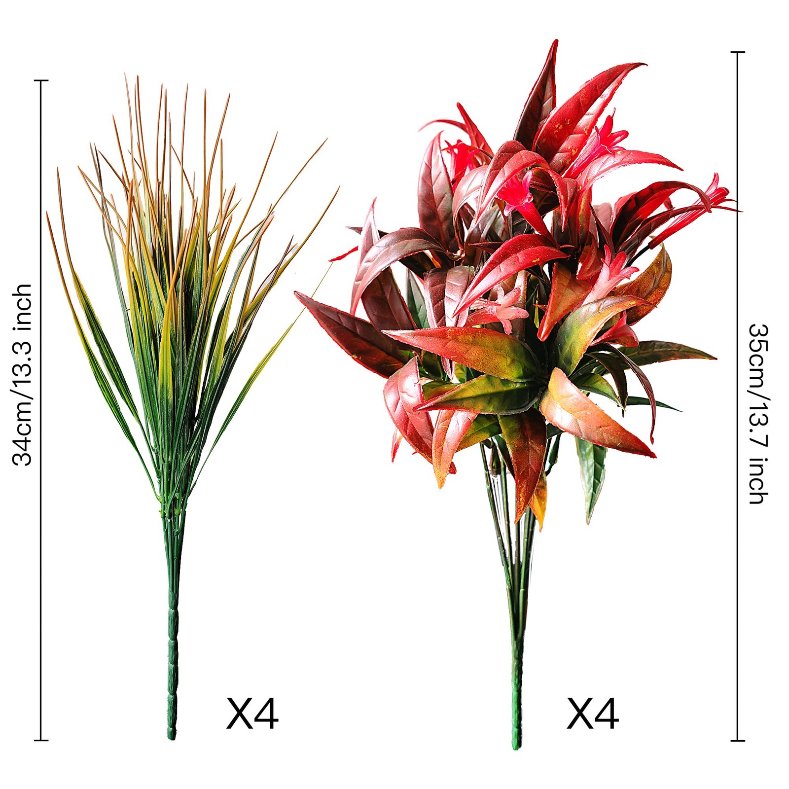 8 Bundles Artificial Plants Bushes Outdoor UV Resistant Fake Flowers Grass Bu…