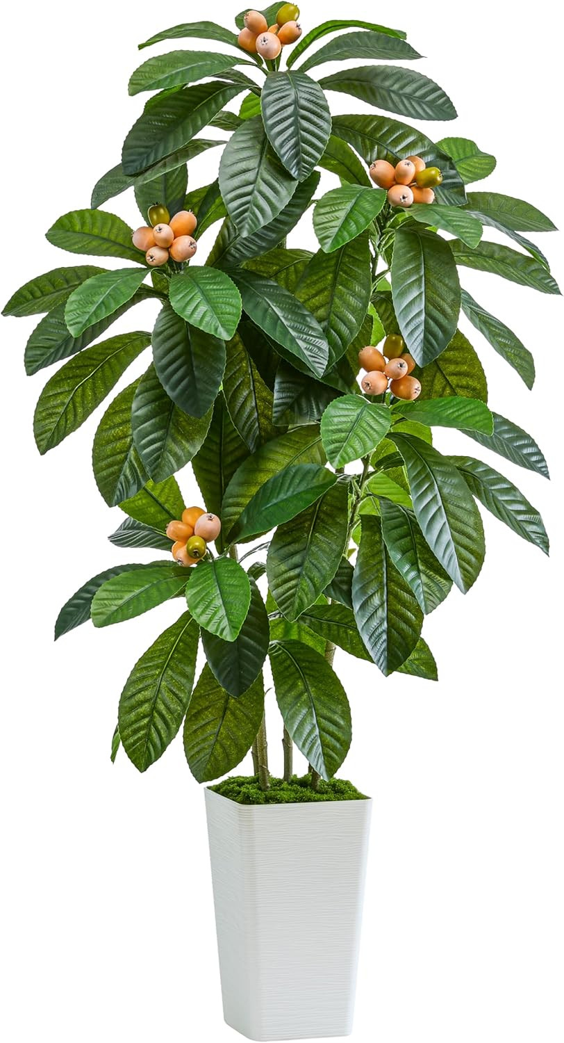 5FT Artificial Loquat Tree – Tropical Silk Plant for Home & Office Decor