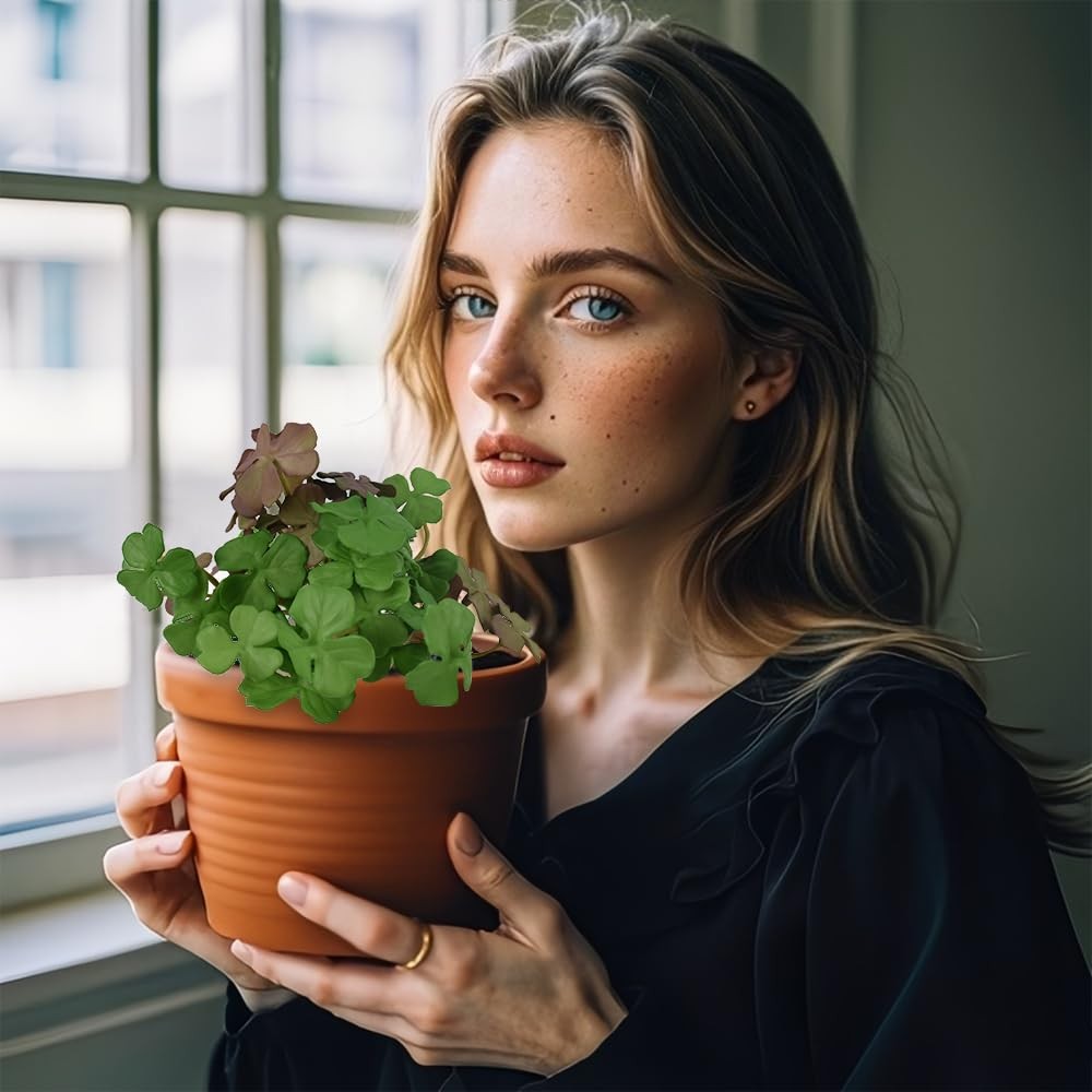 Artificial Plants Clover Short Fake Green Plant For Window Stairway Garden Door