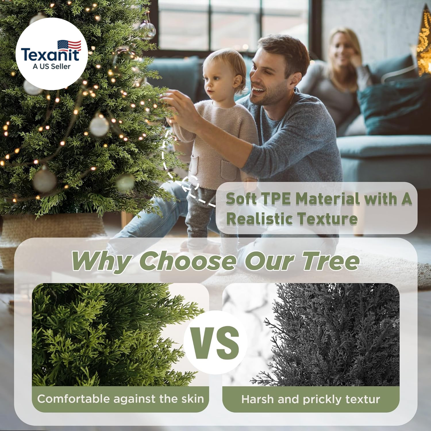 2 Pack 5Ft Artificial Cedar Trees for Outdoors (UV Resistant), Potted Faux Cedar