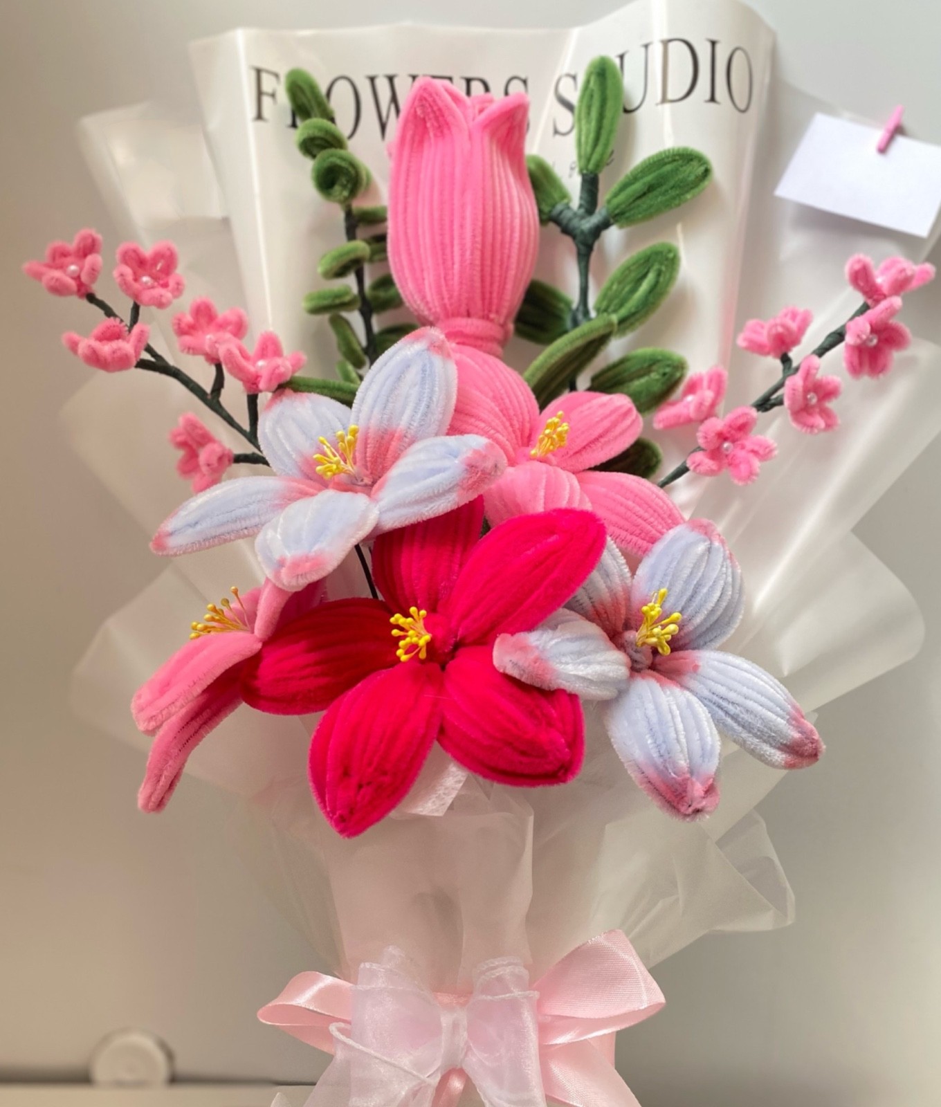 Handmade Pipe Cleaner Flower Bouquet – Unique Velvet Floral Gift for Her – Decor